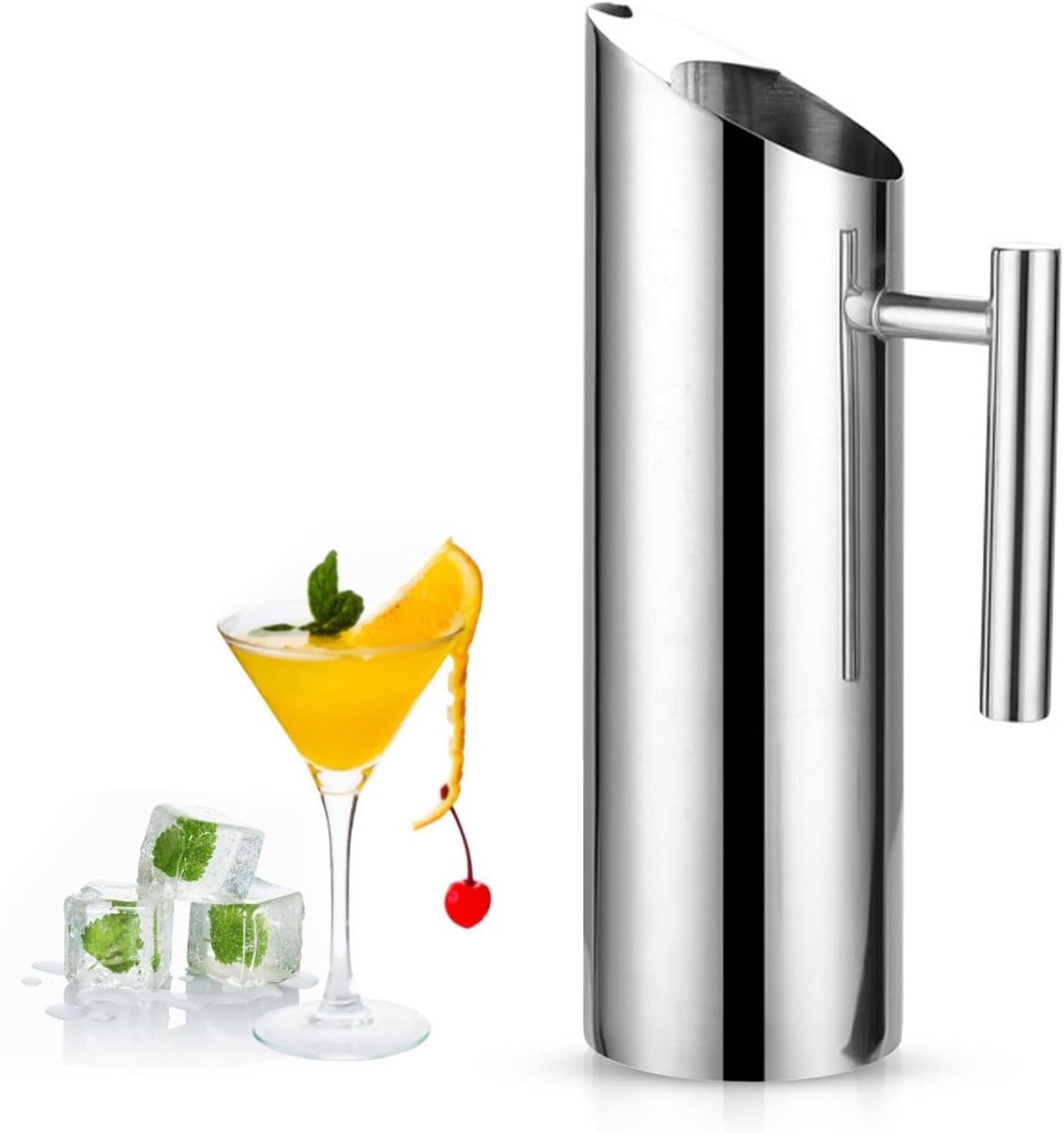 SnelShoppen - Roestvrijstalen Waterkan met IJsbescherming, 1,5 Liter Drinkkan, Ideaal voor Water, IJsthee en Koude Dranken, Perfect voor Thuis, Hotel,