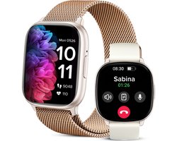 Avalue Smartwatch Dames & Heren - 1,8" AMOLED - Bluetooth Bellen - Hartslag & Bloedzuurstof - Slaaptracker - - Meerdere Sportmodi - Geschikt voor Android en iOS - Rose Gold en Wit