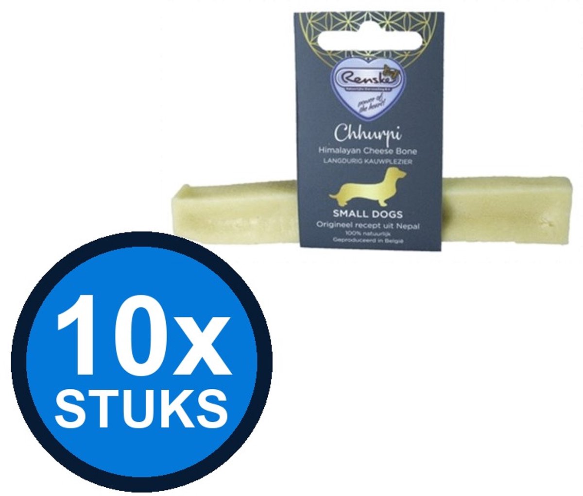 10x Renske - Chhurpi kauwkluif S 41gr - Hondenvoer Snacks - 41 g