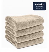 Liviahome 4 stuks - 60x40 cm - Badkamer droogdoek - Hoge kwaliteit – Microvezeldoekjes - Auto droogdoek - Schoonmaakdoekjes – Raamdoeken - Fastdry droogdoek - Streeploos & Kalkvrij - Absorbeert tot 800ML- Beige