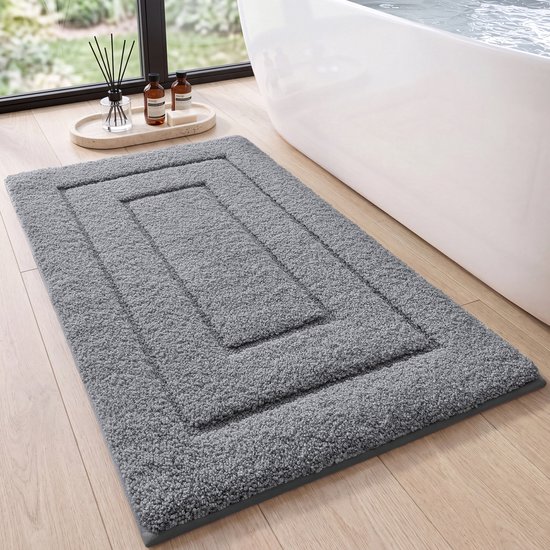 MAESON Badmat 60x90 cm - Antislip & Waterbestendig - Douchemat voor Badkamer - Grijs - Groot - Geschikt voor Douche & Bad