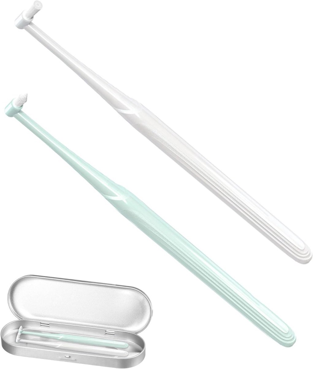 Tandenborst 2 stuks - Eenvoudig - Zachte borsten - Precieze reiniging voor tandbandjes en implantaten - ShopVlot