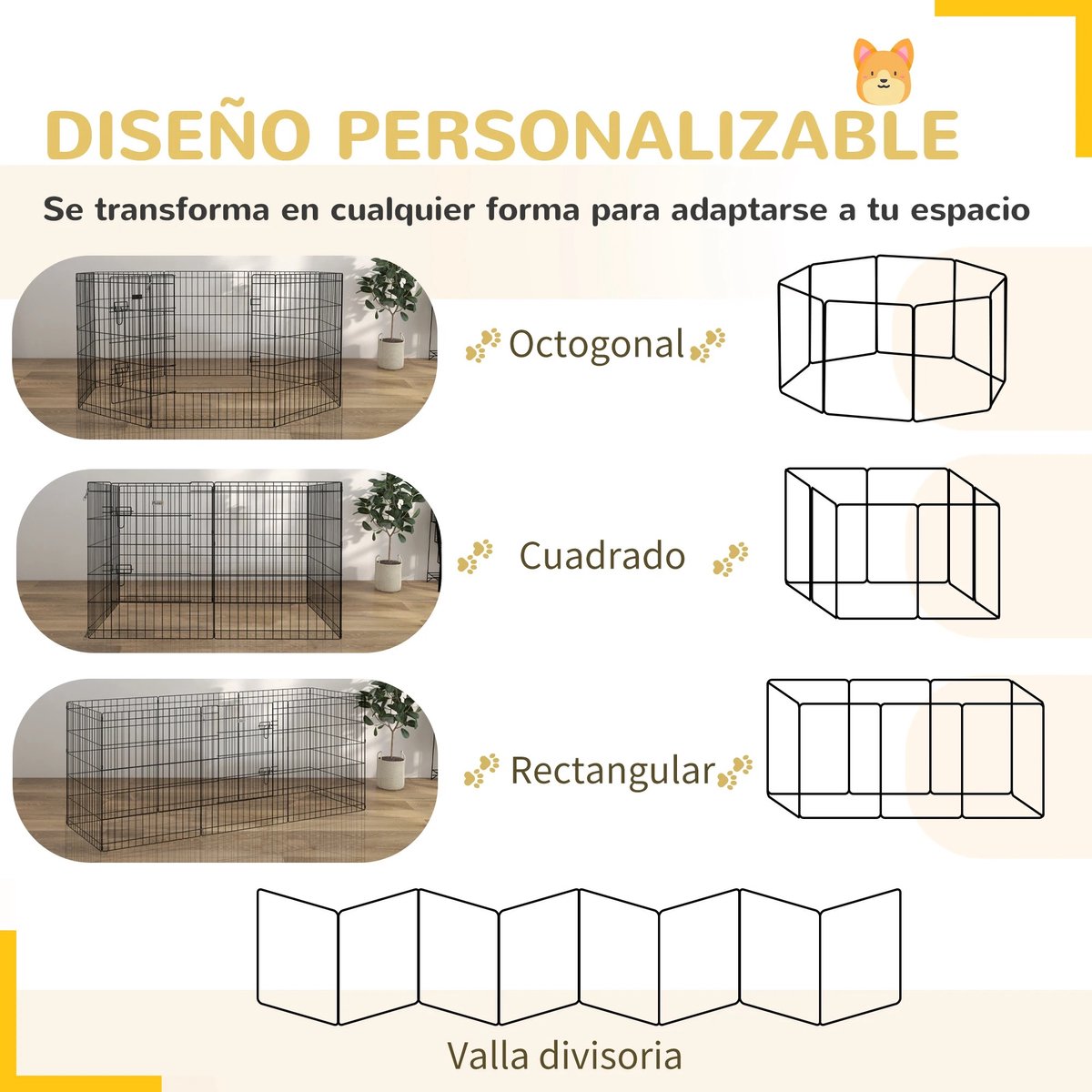QJ Supply - hondenren - puppyren - hondenbox - puppyhek - metalen hondenhek - opvouwbaar - 8 panelen - dierenverblijf - zwart