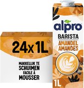 Doos Alpro Barista Amandel melk 24 x 1L. Makkelijk te schuimen.