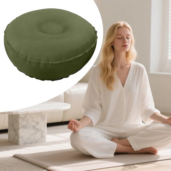 Meditatiekussen - Opblaasbaar Yoga Balanskussen voor Ontspanning - Antislip Ontwerp, Draagbare Luchtgevulde Steun, Houdingsverbetering - 42x15cm - Voor Mannen Vrouwen Volwassenen Binnen Buiten - groen — afbeelding 3