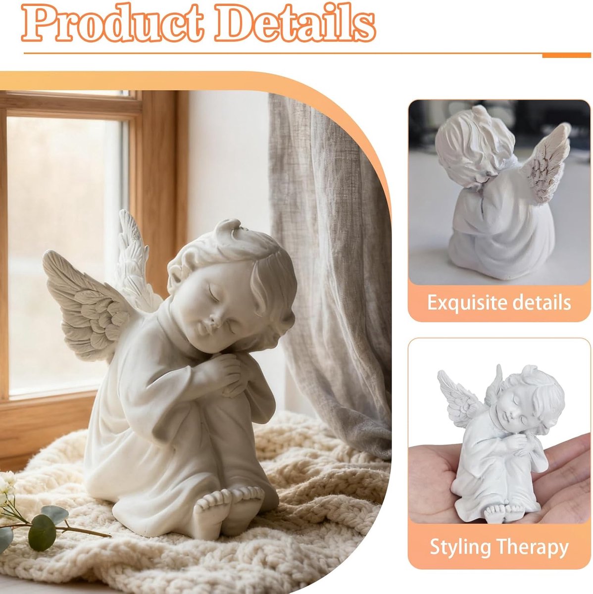 SnelShoppen - Guardian Angel Beeldje 5,5 cm - Beschermengel Cherubijn - Tuin en Woondecoratie - Weerbestendig Resin - Elegant en Tijdloos - Perfect al