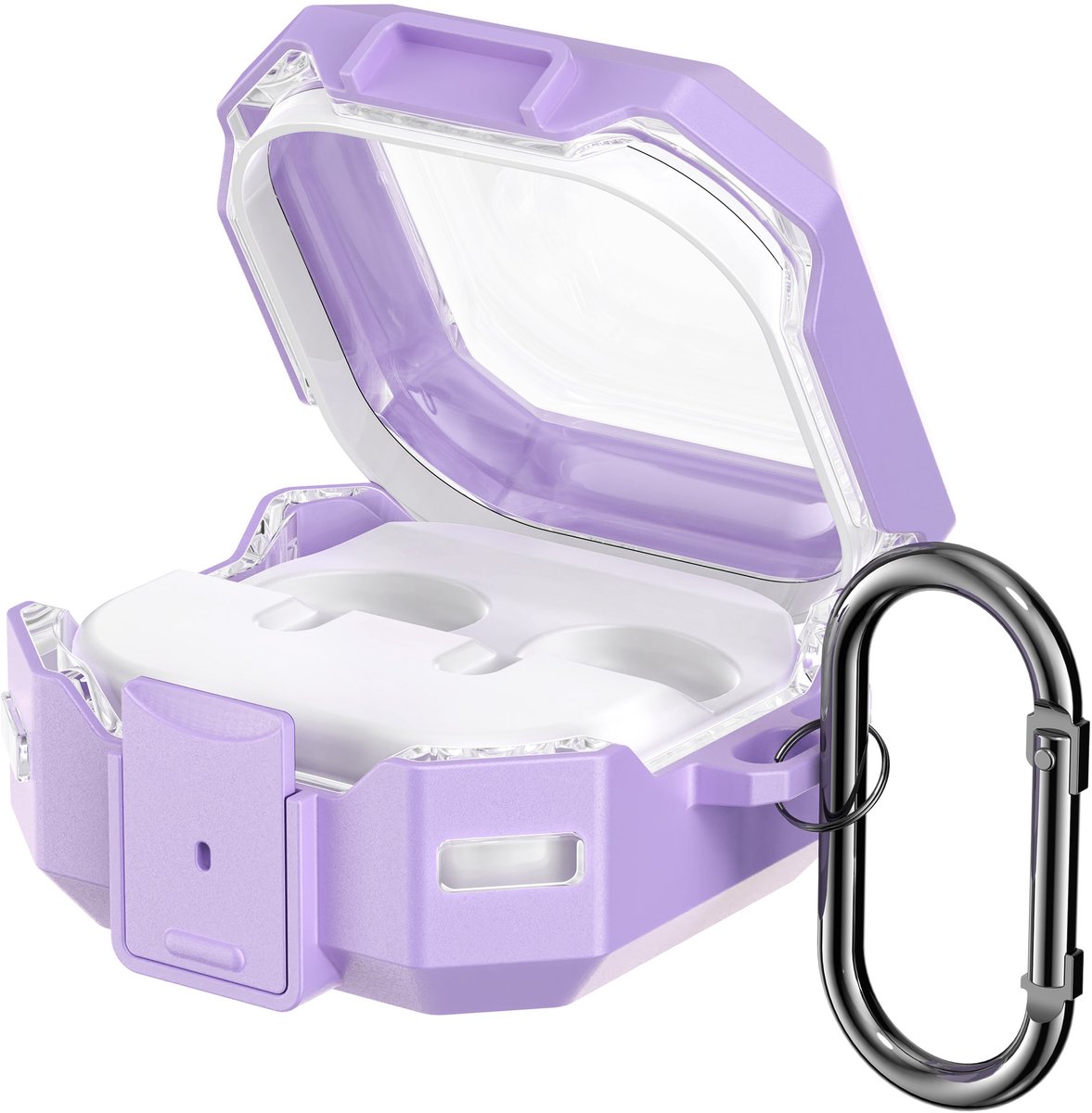 kwmobile Earphones Case for Samsung Galaxy Buds 4 / Galaxy Buds 4 Pro Case - Clear TPU Silicone Earbuds Cover - Lavender / Transparent