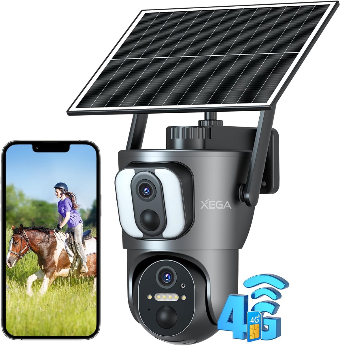 Dual Lens 4G Buitenbeveiligingscamera met SIM Kaart