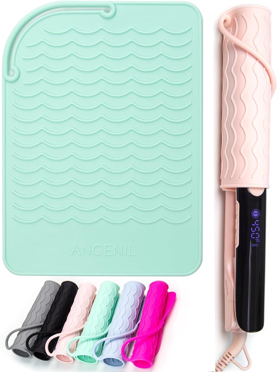 SnelShoppen - ANGENIL Haarstijlmat - Silicone Hittebestendige Mat voor Stijltangen, Krultangen, Reisvriendelijk, 8.5 x 6.1 Inch, Ideaal voor Thuis en