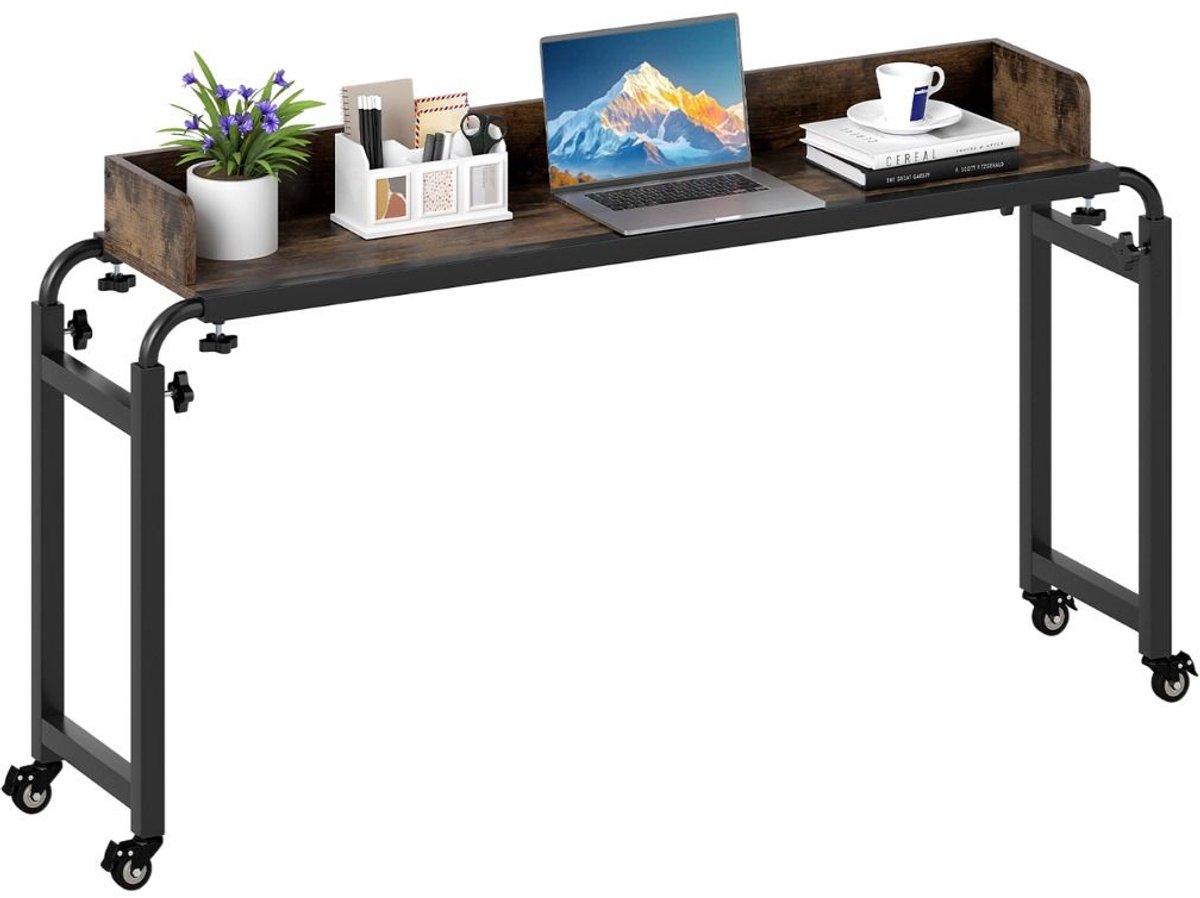 Laptoptafel op Wielen - Bedtafeltje - Bijzettafel - Bruin