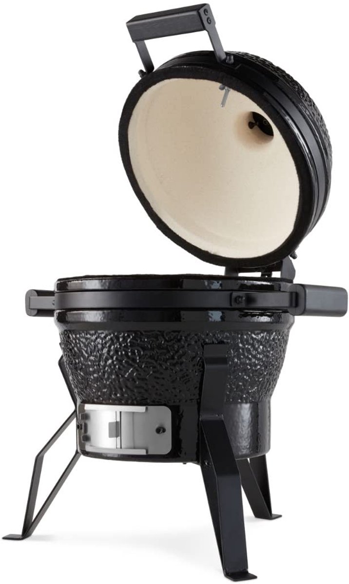 SnelShoppen - Premium Kamado BBQ 13 inch Ø 33 cm - Charcoal Barbecue - Grill, Rook, Bak en Stoom - Compacte Egg Barbecue in Zwart voor Tuin, Camping e