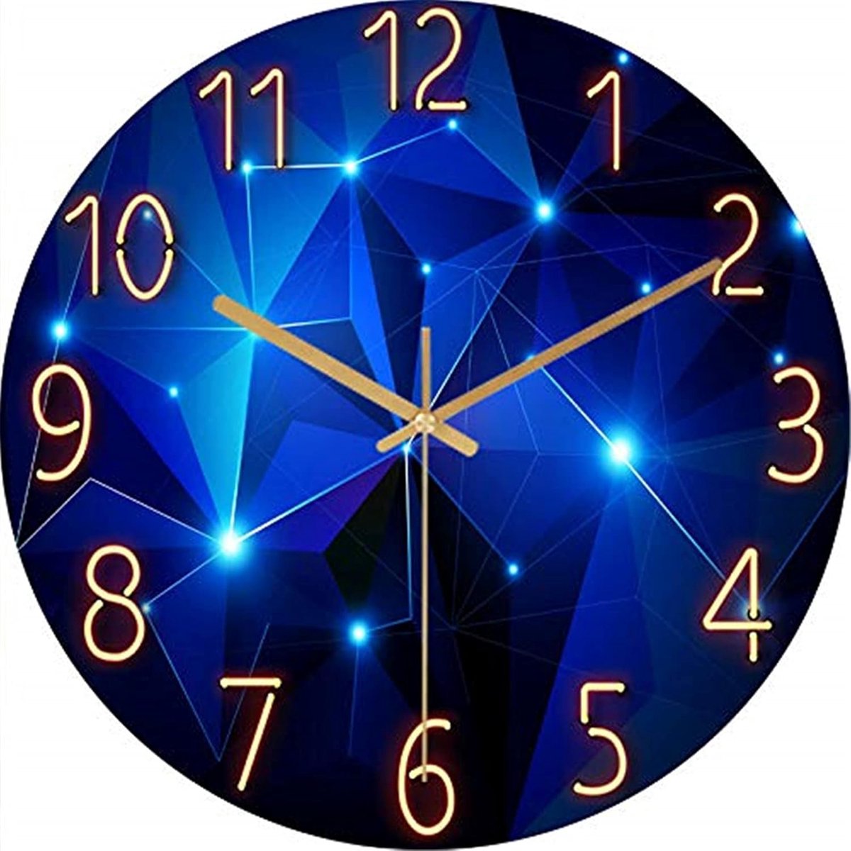 SnelShoppen - Stille Wandklok 30 cm - Noiseless Quartz Klok - Elegante Muurklok met Grote Cijfers - Batterij Aangedreven - Blauw voor Thuis, Keuken, K