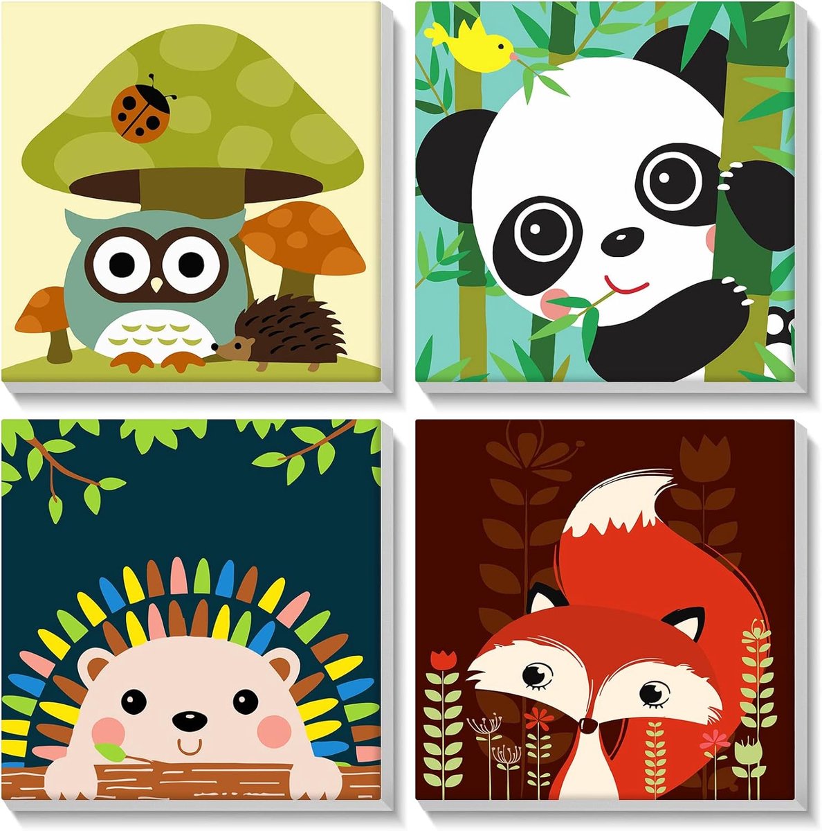 SnelShoppen - Paint by Numbers voor Volwassenen en Kinderen - Cartoon 4 Pack Schilderen op Canvas voor Leeftijd 8-12 - Creatieve DIY Kits voor Stressv
