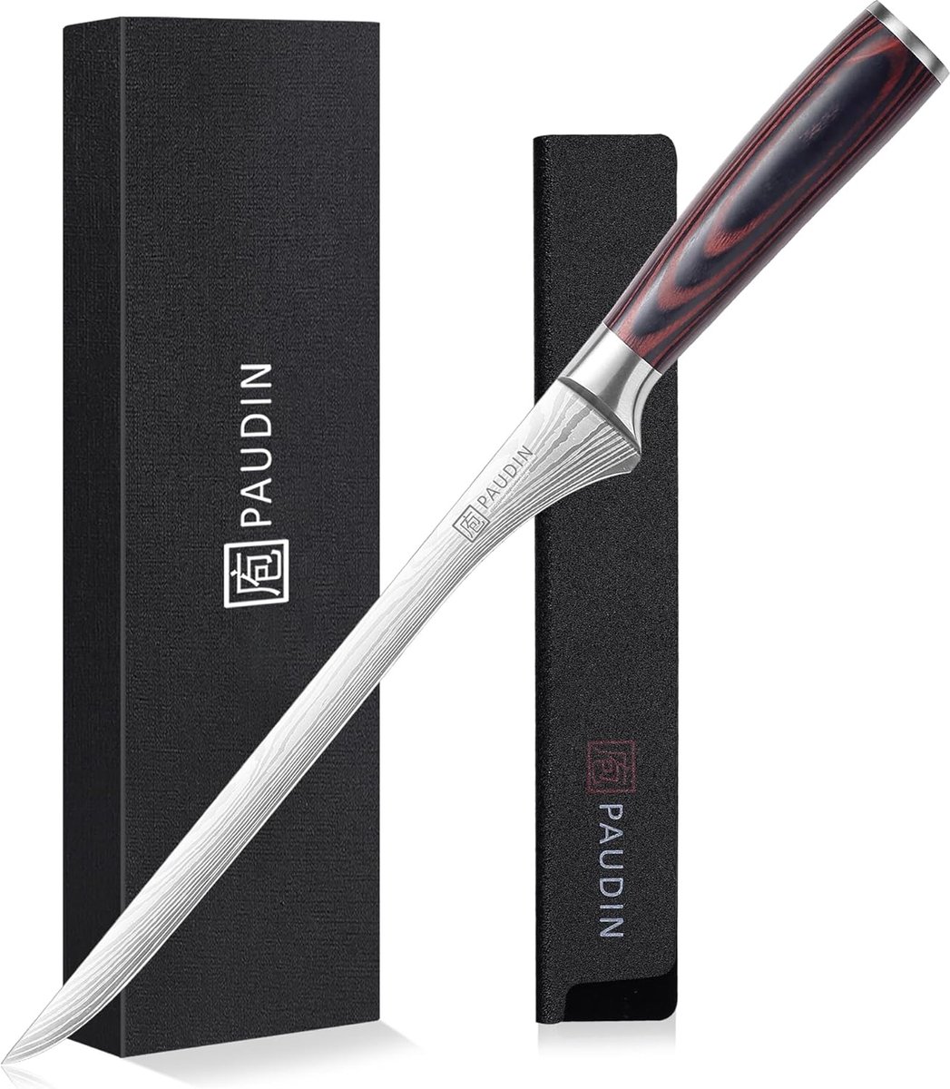 SnelShoppen - Professioneel Keukenmes 25 cm - Duitse RVS 1.4116 - Ergonomisch Houten Handvat - Perfect voor Ham, Vlees en Kaas - Snijd als een Chef