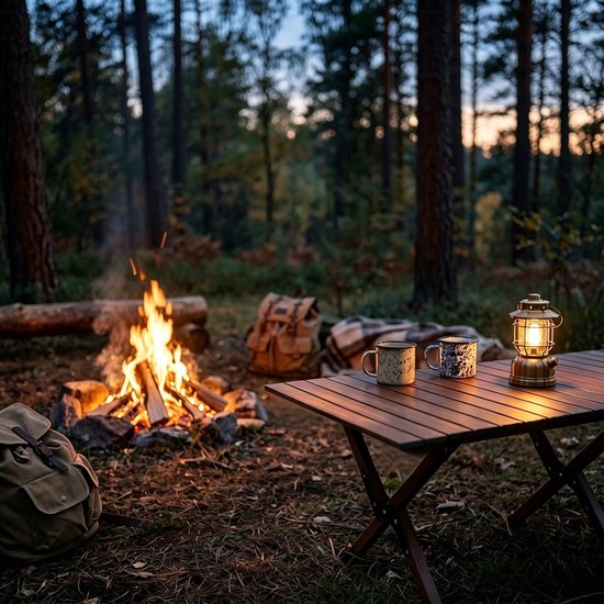 Aluminium Campingtafel 120 cm - Lichtgewicht Roltafel met Houtlook - Opvouwbaar & Compact voor 4-6 Personen - Belastbaar tot 100KG - Opvouwbare tafel Inclusief Draagtas voor Picknick & Tuin - 120x60x45cm - Bruin van Merkloos — afbeelding 2