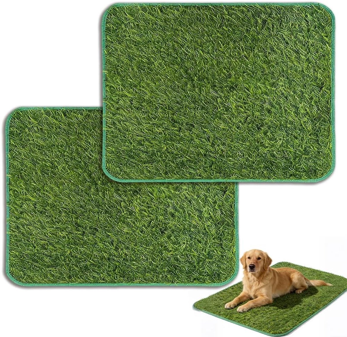 SnelShoppen - Pack van 2 Honden Toilet voor Balkon - Kunstgras Puppy Toilet, Wasbaar en Herbruikbaar, 58.5 x 46 cm, Training Pee Pads voor Kleine Hond