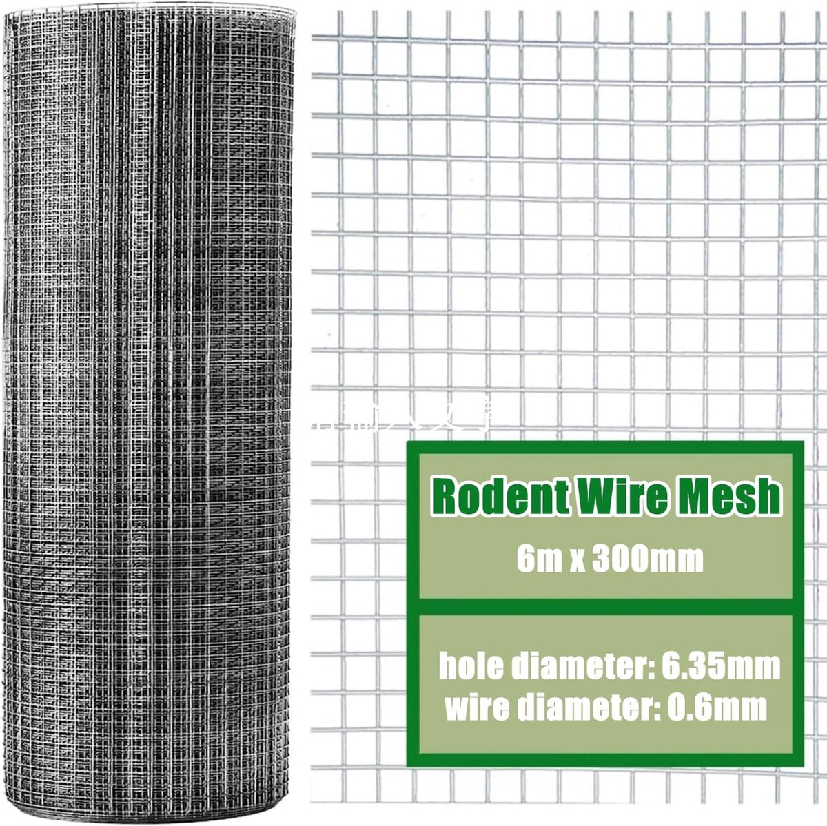 SnelShoppen - Rodent Mesh 30cm x 6m Rattenwerend Gaas van 304 RVS, Duurzaam Draadmesh voor Muis, Vogel en Eekhoorn Preventie in Tuin en Huis
