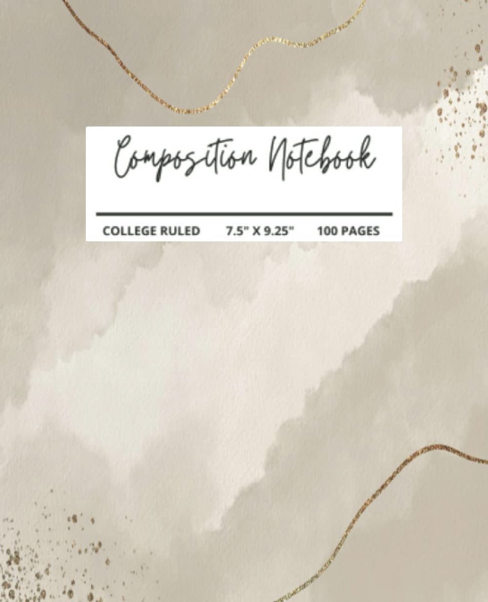SnelShoppen - Composition Notebook College Ruled | Zacht Beige en Nude Watercolor Waves met Gouden Lijnen | Schattig Neutraal Esthetisch Notitieboek v