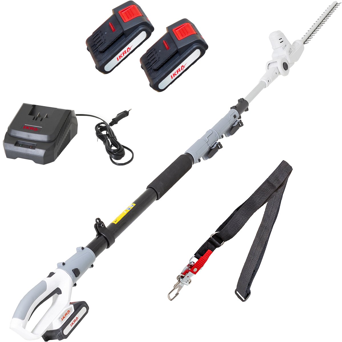 IKRA telescopische accu-heggenschaar ICPH 2040, inclusief 2 x 20V (2,0 Ah) accus, snellader en schouderriem