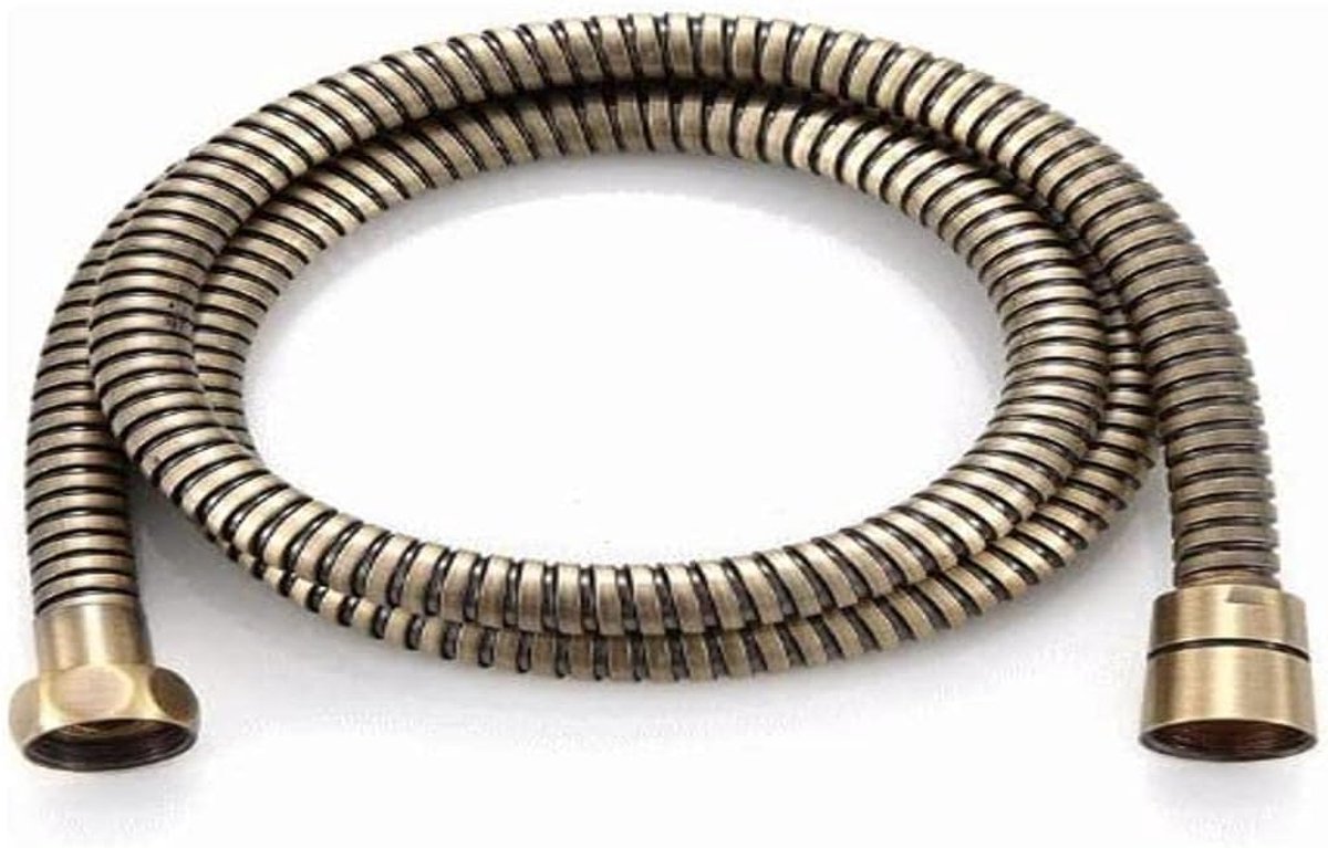 SnelShoppen - Douche slang - Douchekop slang roestvrij staal brons 1.70 m - Inclusief vlakke Teflon schroefverbinding - 10 of 25 rubberen afdichtingen