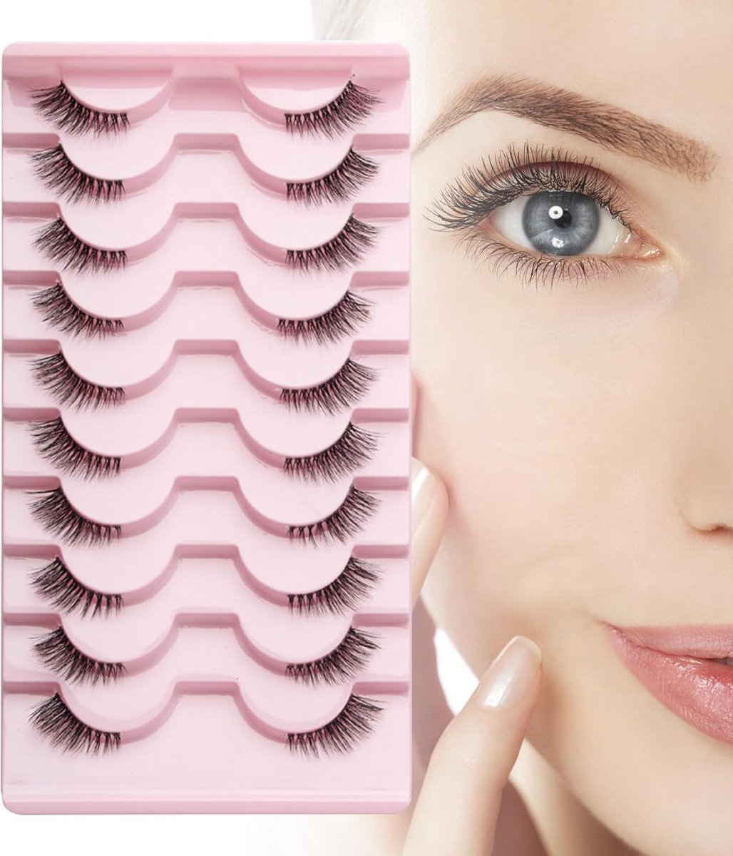 SnelShoppen - Half Wimperextensions Natuurlijke Valse Wimpers 10 Paar Kat Oog 3D Effect Zachte Kunstwimpers voor Feestelijk Gebruik