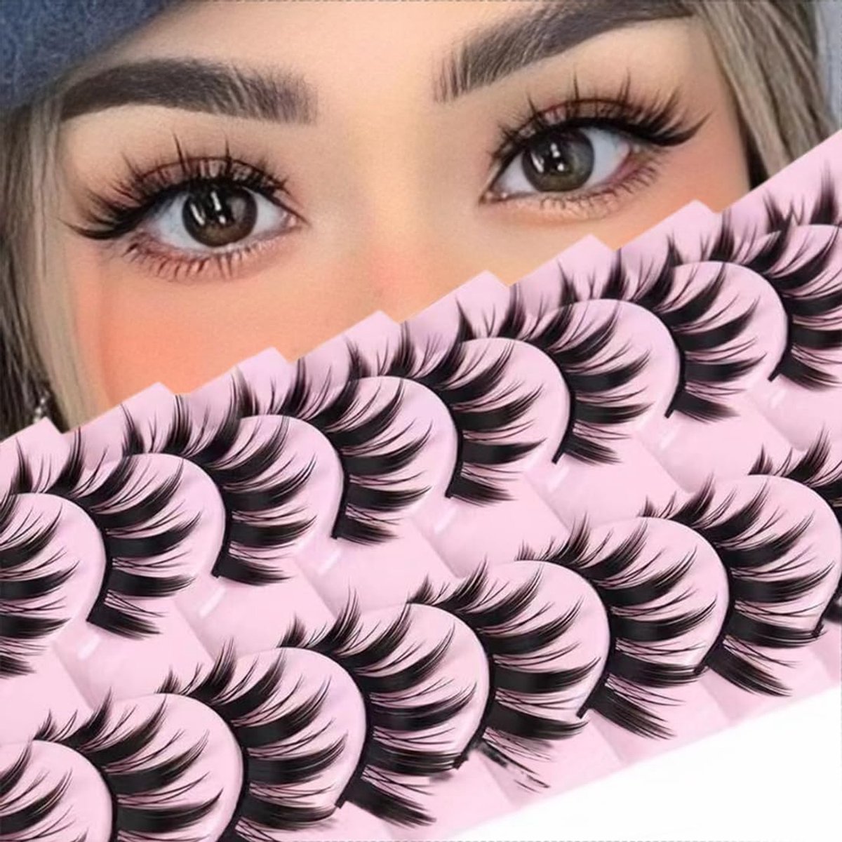 SnelShoppen - 10 Pairs False Eyelashes - Manga Eyelashes voor Anime Cosplay - Natuurlijke Look - 3D Kunstmatige Wimpers - Perfect voor Feest en Specia