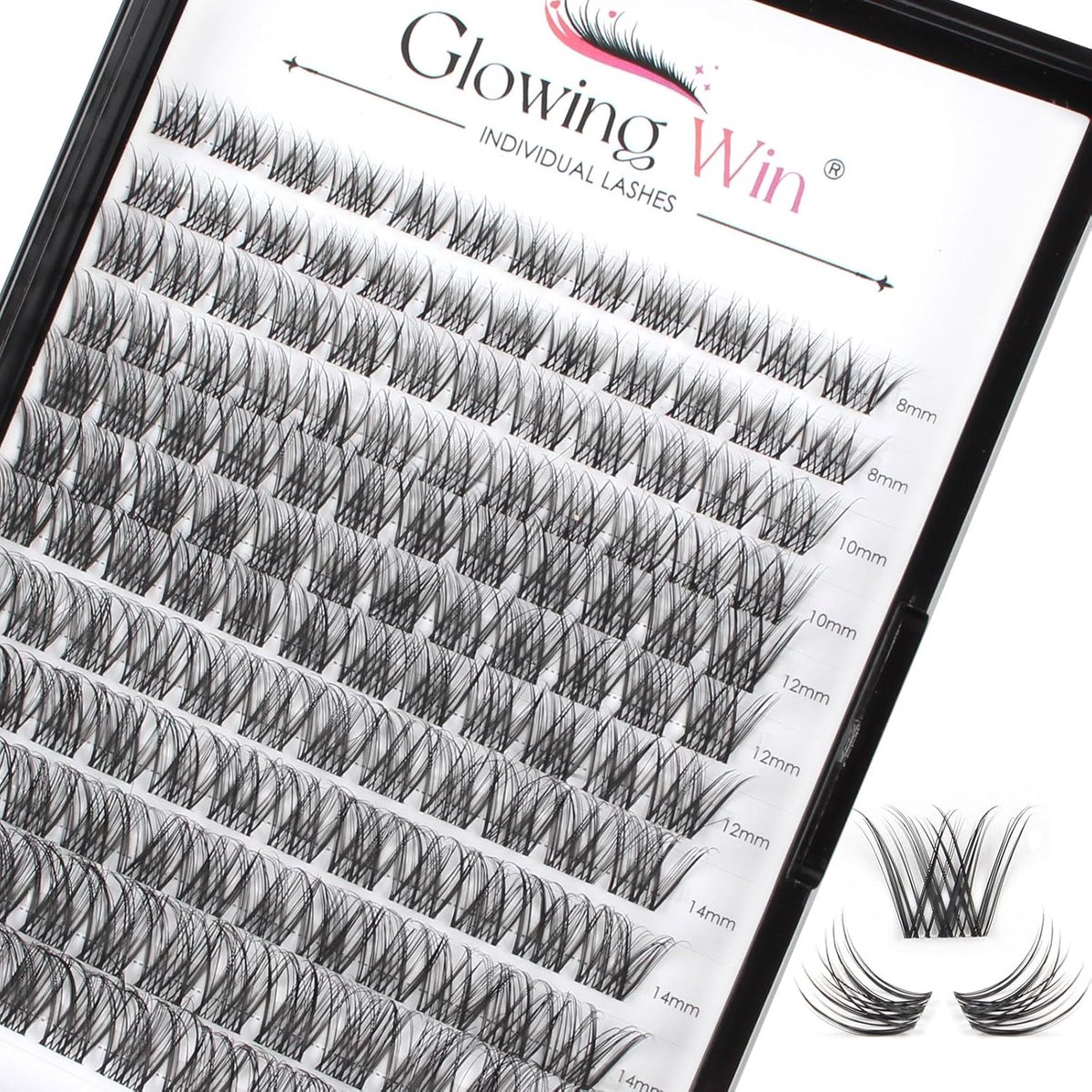 SnelShoppen - Cluster Wimpers 144 PCS - Glowing Win Eyelash Extensions DIY - Natuurlijke Kat Oog Effect - 8-16 mm Transparante Band - Dierproefvrij en