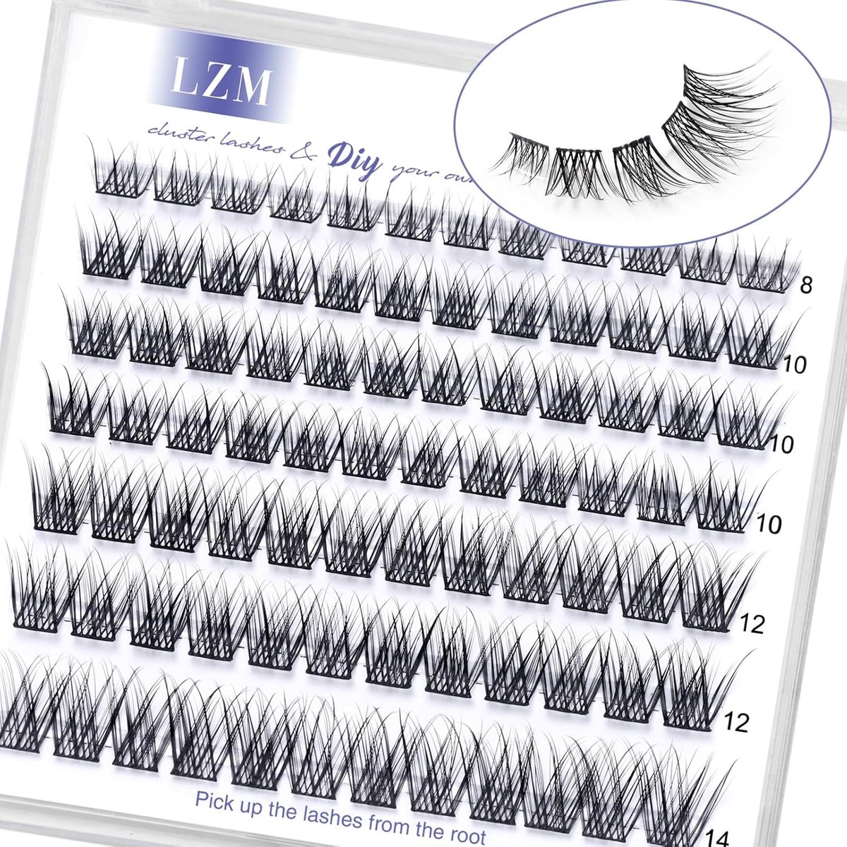 SnelShoppen - LZM Valse Wimpers 8-14mm C Curl DIY Kunstwimpers Herbruikbaar Handgemaakte Natuurlijke Wimpers voor Feest en Dagelijks Gebruik (Moon)