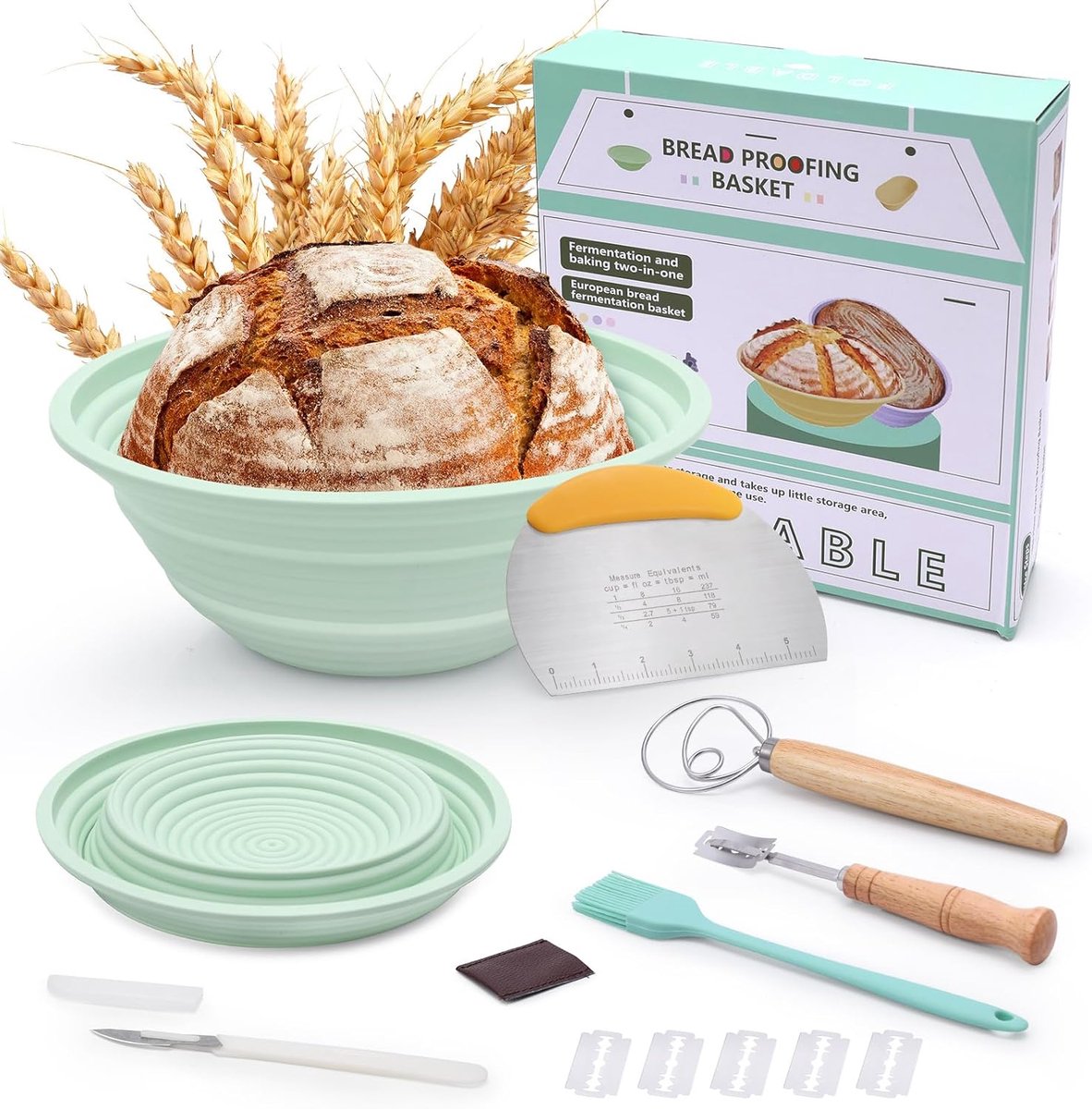 SnelShoppen - Silicone Brood Bakmand Set Rond 230 cm - Hoge Temperatuur Weerstand tot 230 °C - Antiaanbak Degen Bakken - Perfect voor Brood, Gebak en