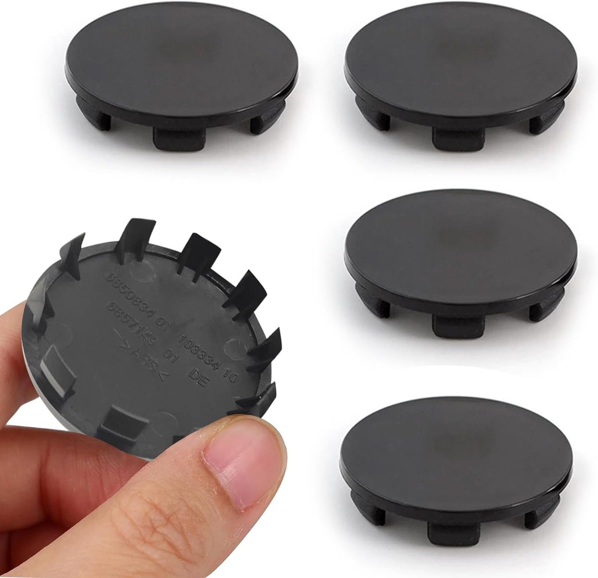 SnelShoppen - Pack van 4 Universele Hub Caps 56mm - Zwarte Rim Caps voor Auto's - Sportieve Auto Accessoires - Perfect voor Car Modificatie