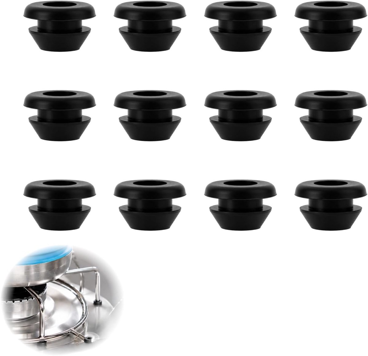 12 stuks rubberen pannendragers met voetjes voor camperfornuis, temperatuurbestendig en flexibel, geschikt voor 5 mm stangen