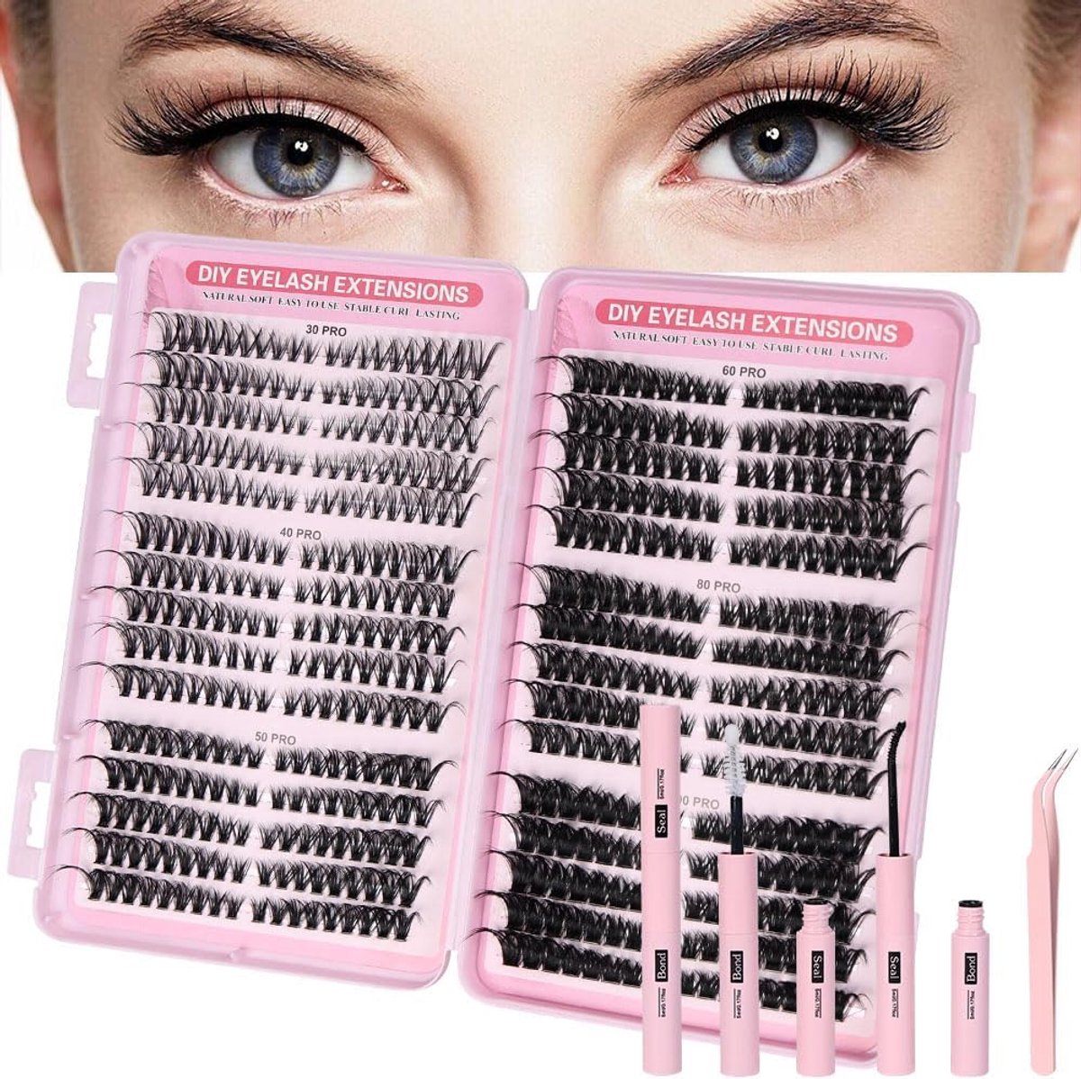 SnelShoppen - Aomig Lash Clusters Wispy Cluster Wimpers 540pcs - Individuele Wimper Extensions Mix 8-16mm - Natuurlijke Wimper Set voor Feest, Makeup,