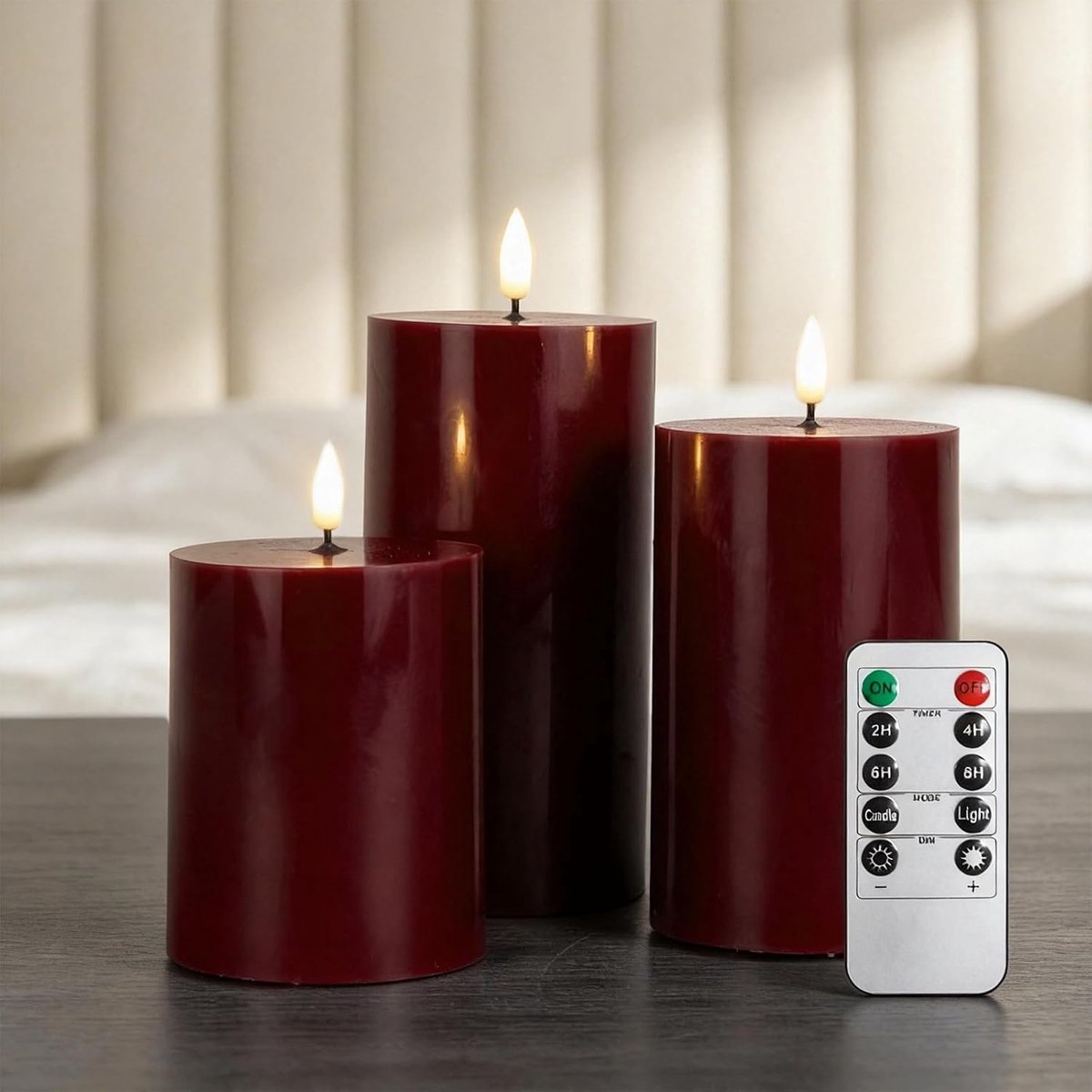 SnelShoppen - Set van 3 LED Kaarsen met Timer - Elektrische Flikkerende Kaarsen - Batterij Aangedreven LED Zuilkaarsen voor Camping, Bruiloften, Huisd