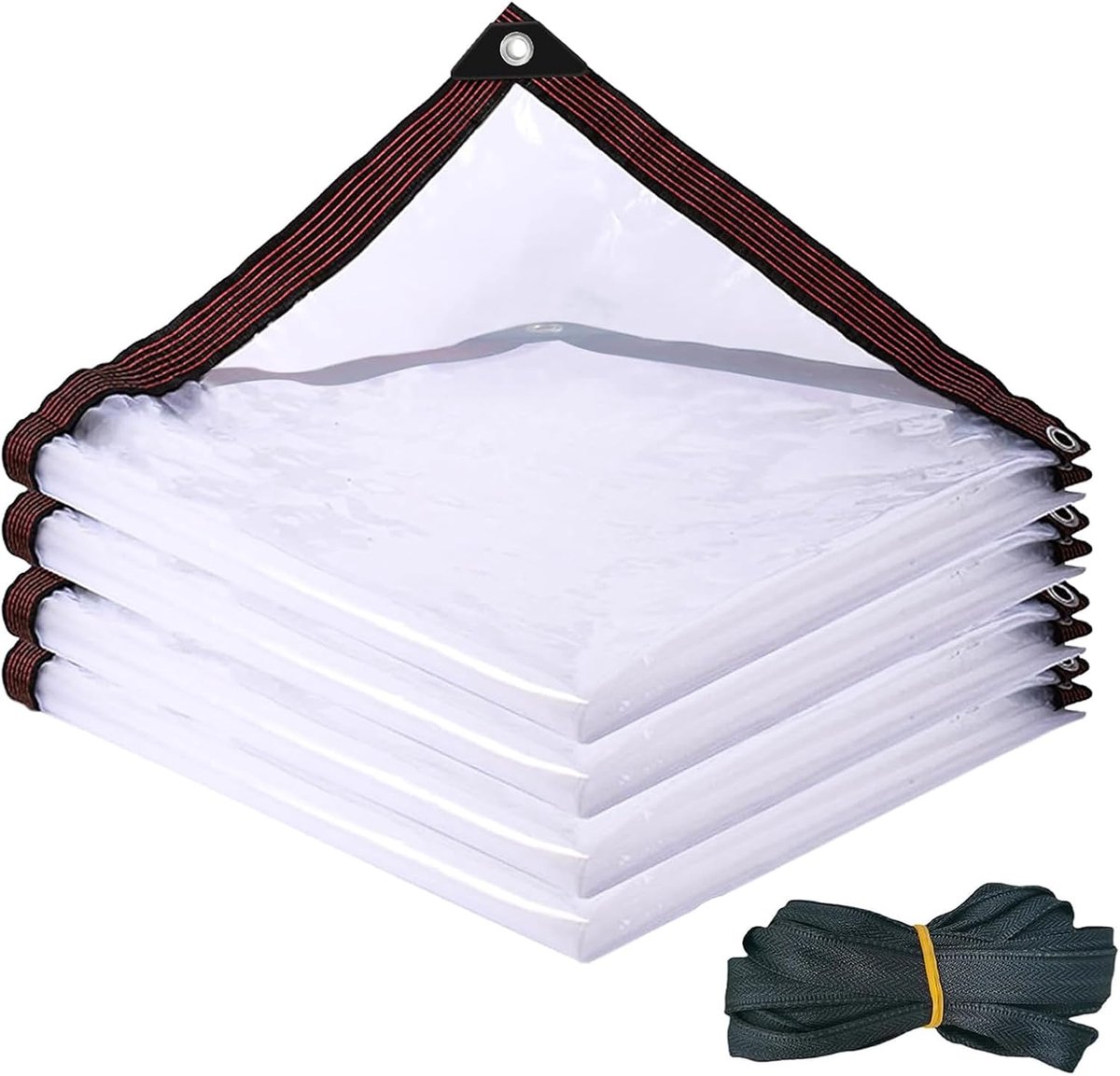 SnelShoppen - 2x3 m Transparante PE Zeil met Oogjes - Waterdichte en Weerbestendige Tarpaulin - Ideaal voor Tuin, Camping, Feest, Wind- en Regenbesche