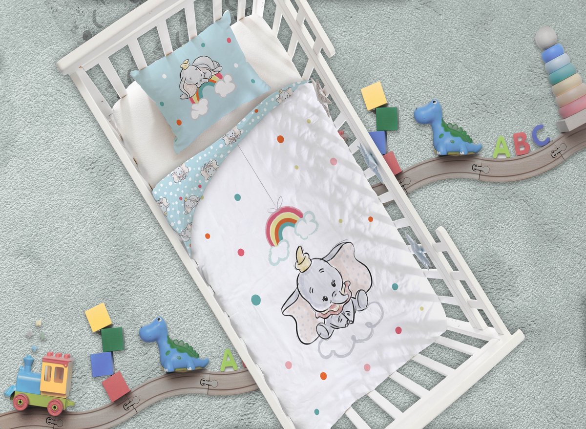 Disney Dumbo BABY Dekbedovertrek - 100 x 140 + 40 x 60 cm - Katoen