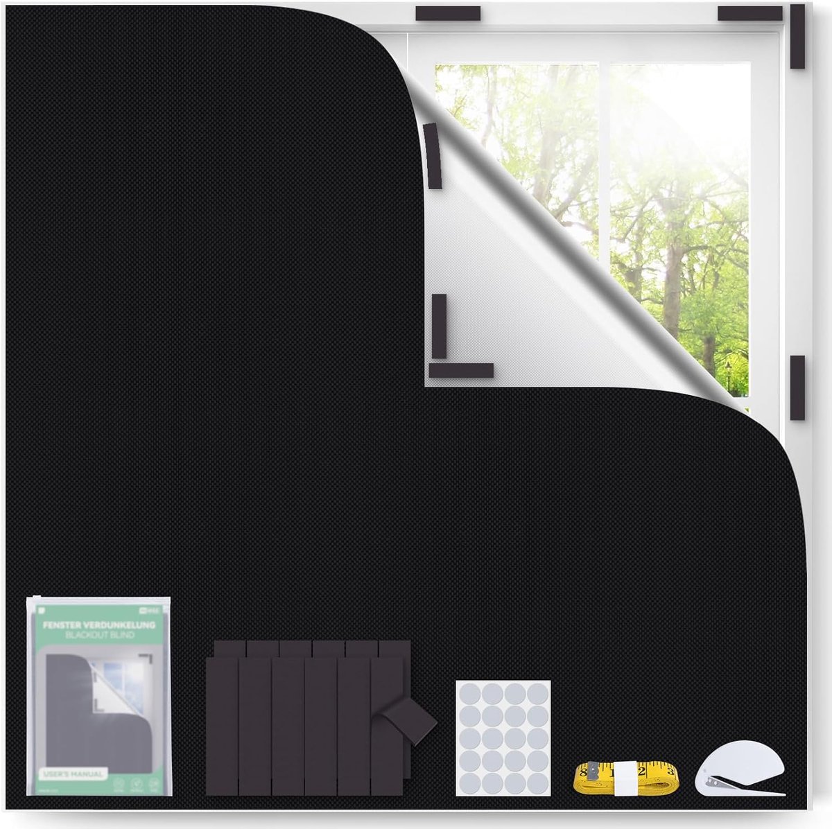 SnelShoppen - Magnet Blackout Gordijn 200x145cm - 100% Dichte Rolgordijn voor Slaapkamer,