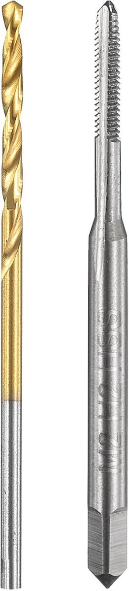 SnelShoppen - M2 x 0.4 Draad Tap Set - HSS 6542 Metalen Boor Set - 1.6 mm Spiral Boor - Ongecoat/Titanium Gecoat - Voor Machines en Schroefdraad
