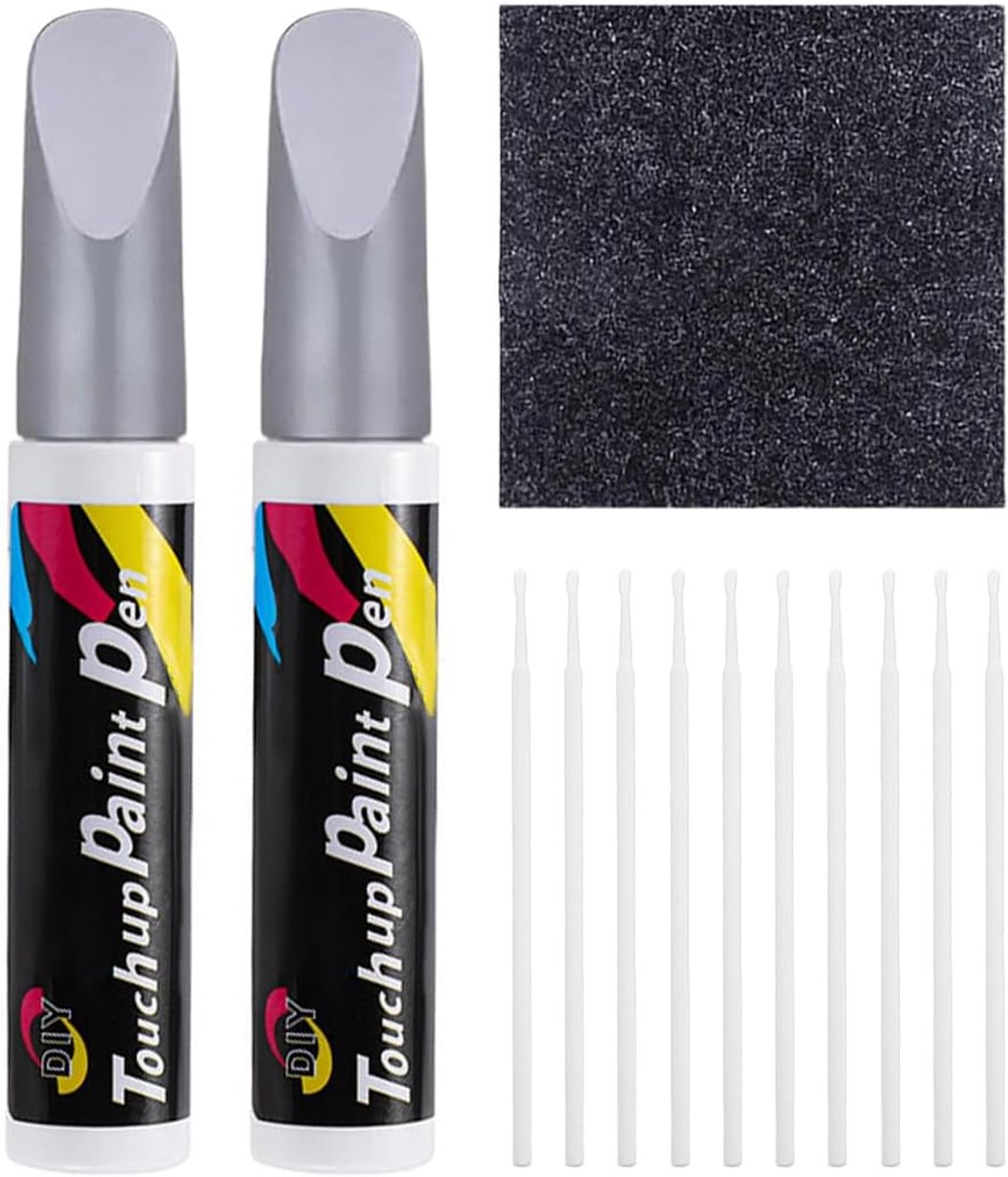 SnelShoppen - Pack van 2 Car Body Paint Pen Glossy Lakpen voor Auto Krassen Herstel, Snelle Droogtijd, Inclusief Reinigdoek en Wattenstaafjes, Perfect