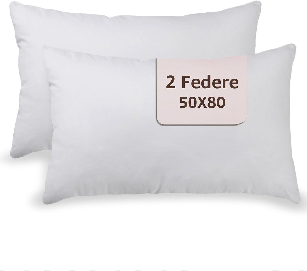 SnelShoppen - 2 Stuks Katoenen Hoofdkussenslopen 50 x 80 cm, Witte Kleur, Ademend, Met Envelop Sluiting, Perfect voor Tweepersoonsbed, Natuurlijk Comf