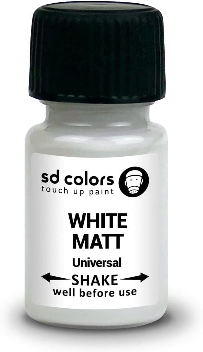 SnelShoppen - Universele Retoucheer Verf 10ml Mat Wit voor Auto's, Metaal, Hout, Kunststof, Raamkozijnen, Deuren, Poorten en Kleine Reparaties