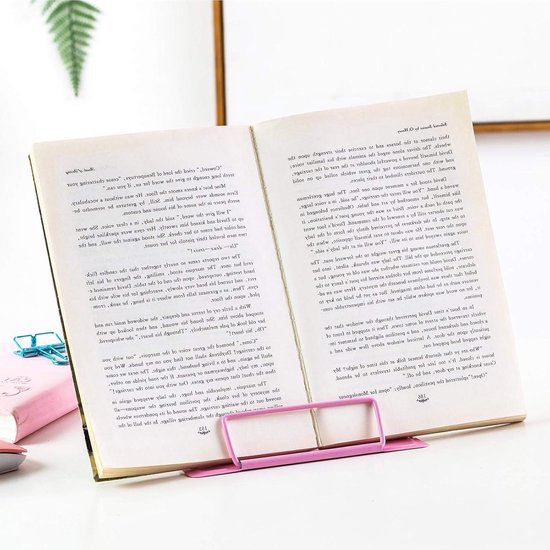 Verstelbare Boekstandaard voor Koken en Lezen - Handige en Draagbare Steun voor Kinderen en Volwassenen in Roze Cartoon Design — afbeelding 5