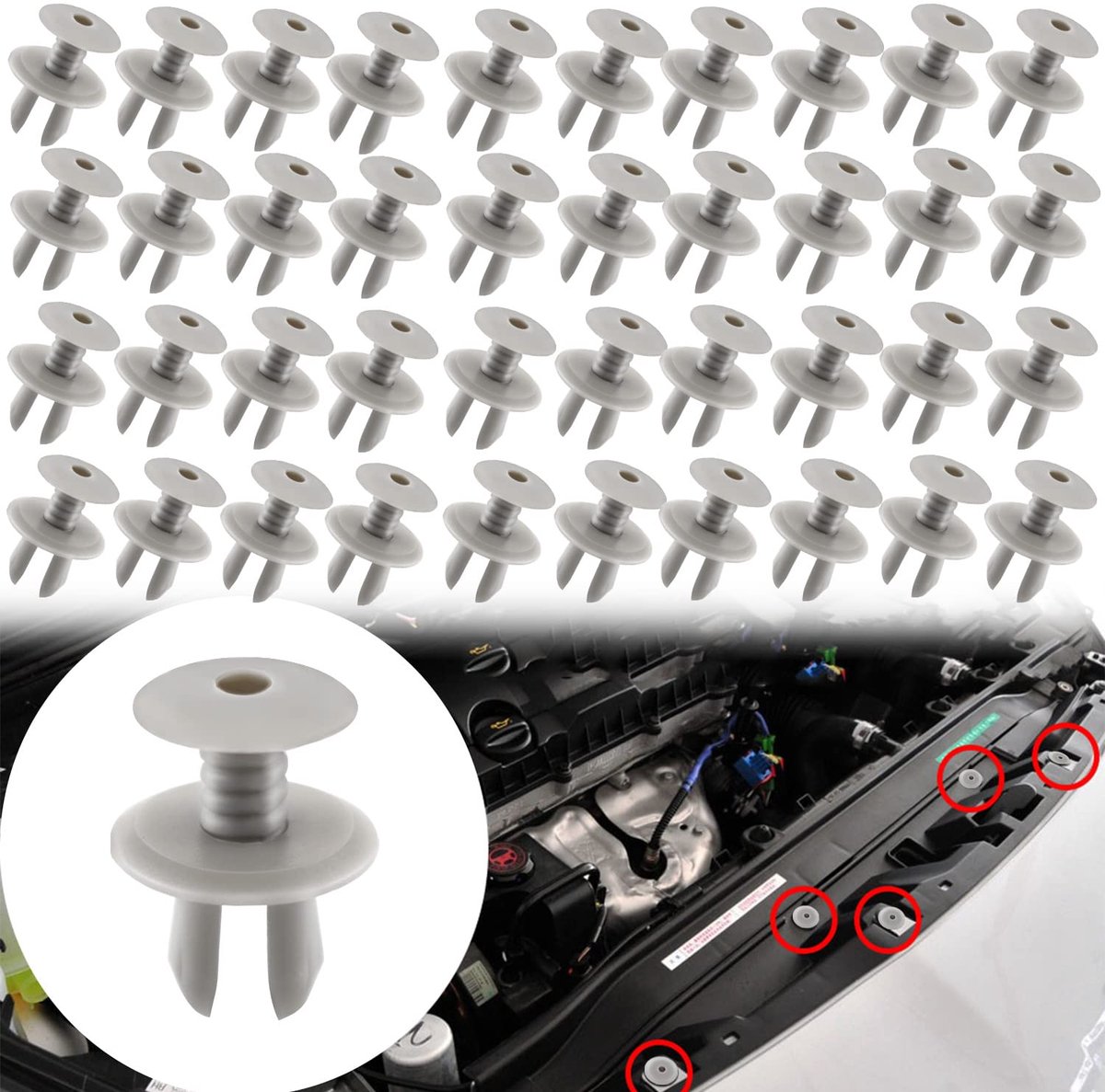 SnelShoppen - Car Door Trim Fixing Clips 9mm voor VW T4 T5 - 50 Stuks Grijze Nylon & Plastic Montageschroeven