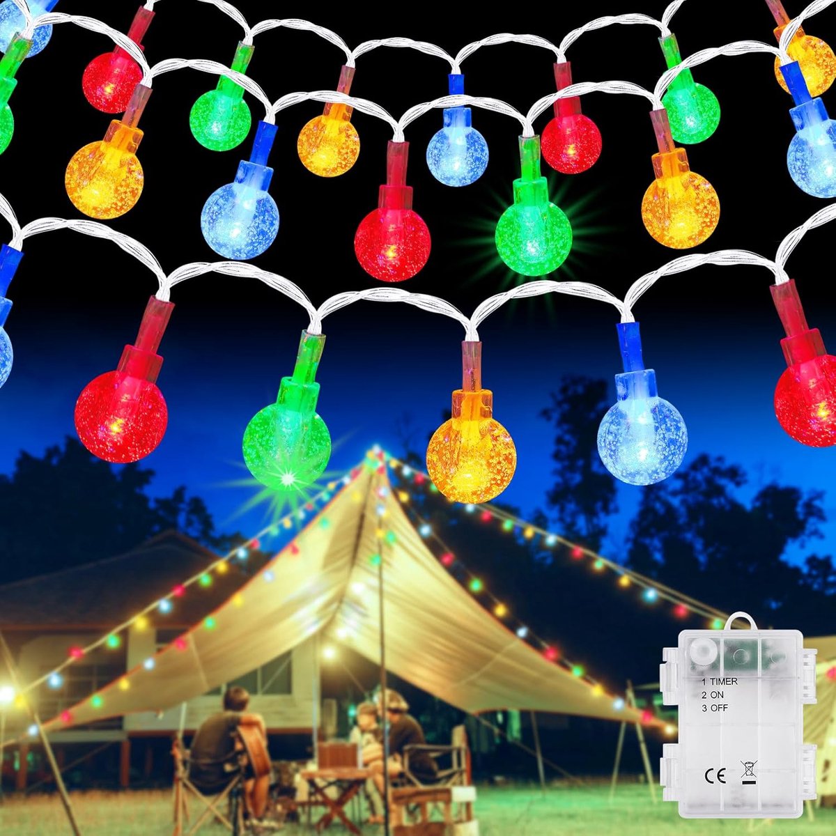 SnelShoppen - 6m 40 LED Crystal Ball Fairy Lights - IP65 Waterdichte Sfeerverlichting voor Kerst, Bruiloft, Balkon, Tuin, Binnen, Feest, Verjaardag