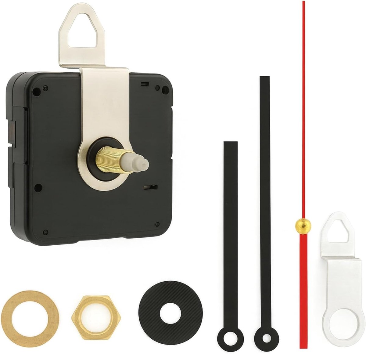 Stil uurwerk mechanisme met grote wijzers, batterij aangedreven 22mm as voor klokken tot 10mm dikte, ideaal voor reparatie of DIY creaties