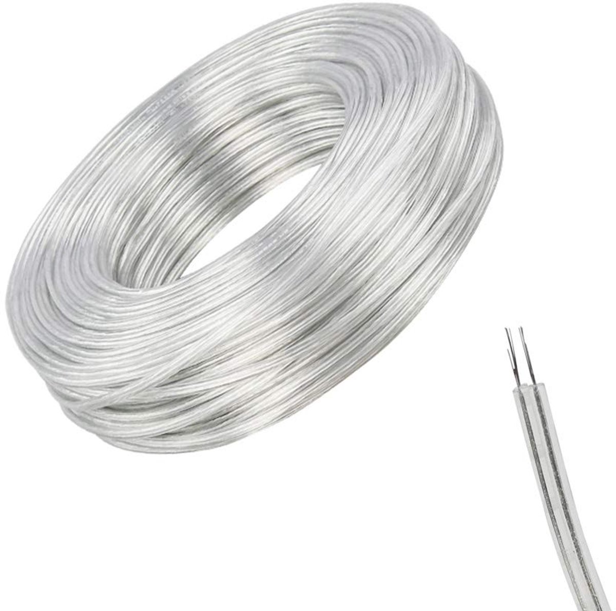 SnelShoppen - 10m Transparant Elektrische Kabel 28 AWG, 2 Kernen, Flexibele PVC, 3mm Diameter, Hoge Temperatuur Koper Draad voor Kleine Huishoudelijke