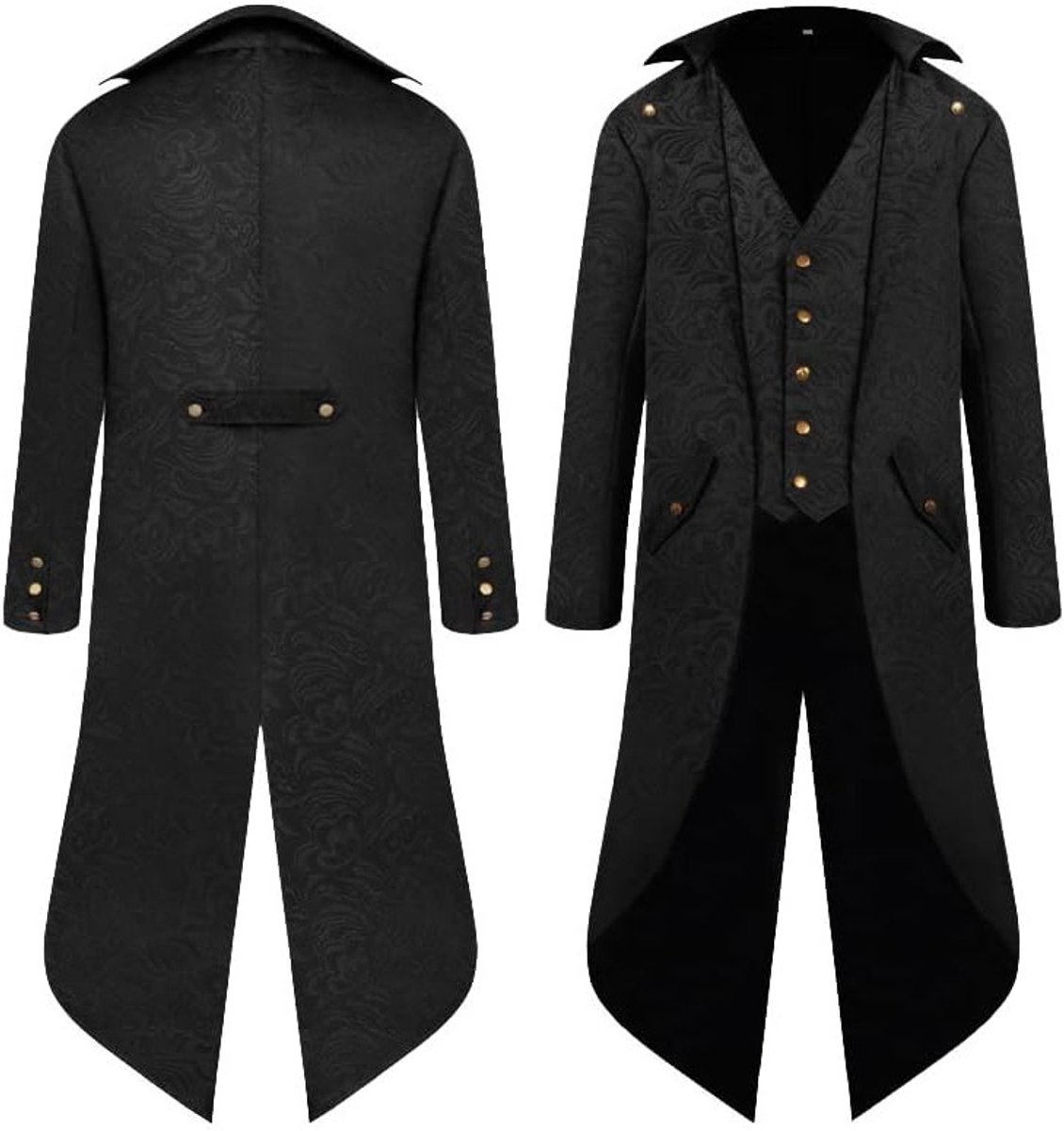 Stijlvolle steampunk staartjas voor heren, perfect voor Halloween, cosplay en renaissance evenementen (zwart, 3XL)