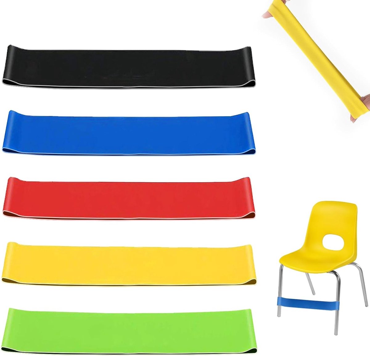 Vijfdelige elastische voetband voor kinderen, ideaal voor fidgeten, hyperactiviteit en sensorische stimulatie tijdens fitness, yoga en pilates