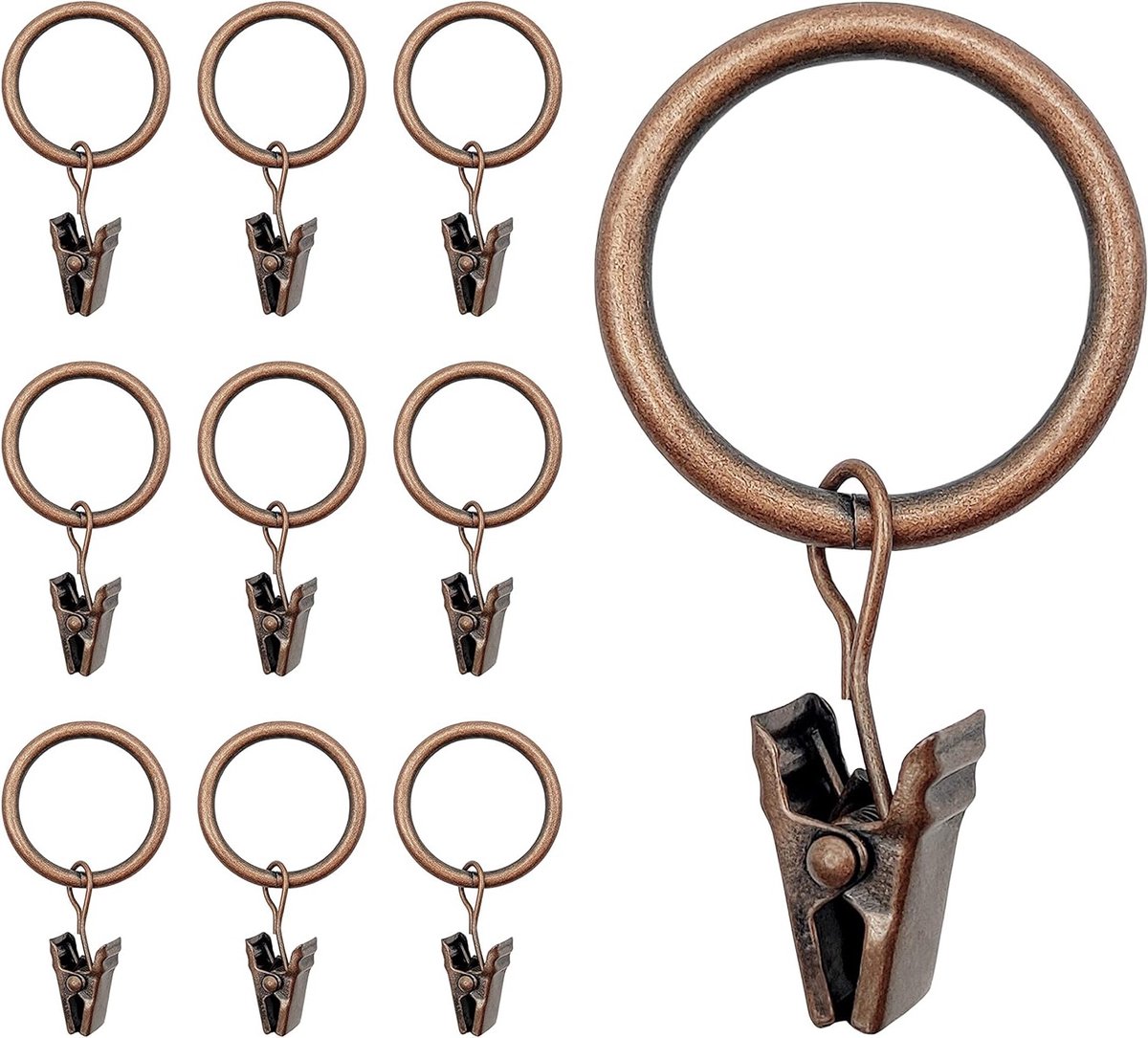 Retro Stijl Metalen Gordijnringen met Clips voor Gordijnen en Douchgordijnen, 25mm Binnenmaat, 40 Stuks voor Makkelijk Ophangen en Opslag