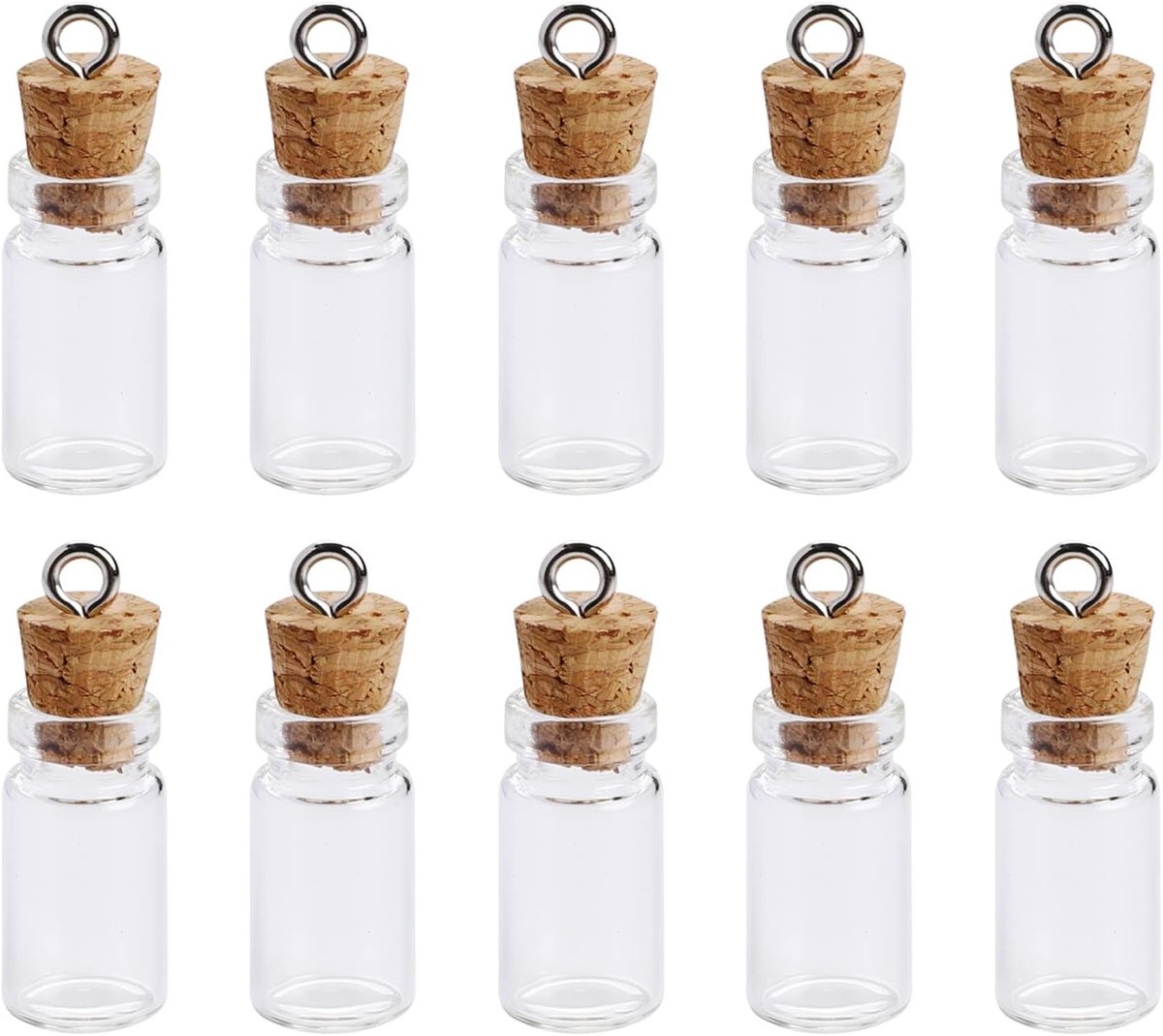 10 Stuks Kleine Glazen Flessen met Kurken Deksel, Mini Flessen voor Wensen en Decoraties voor Bomen