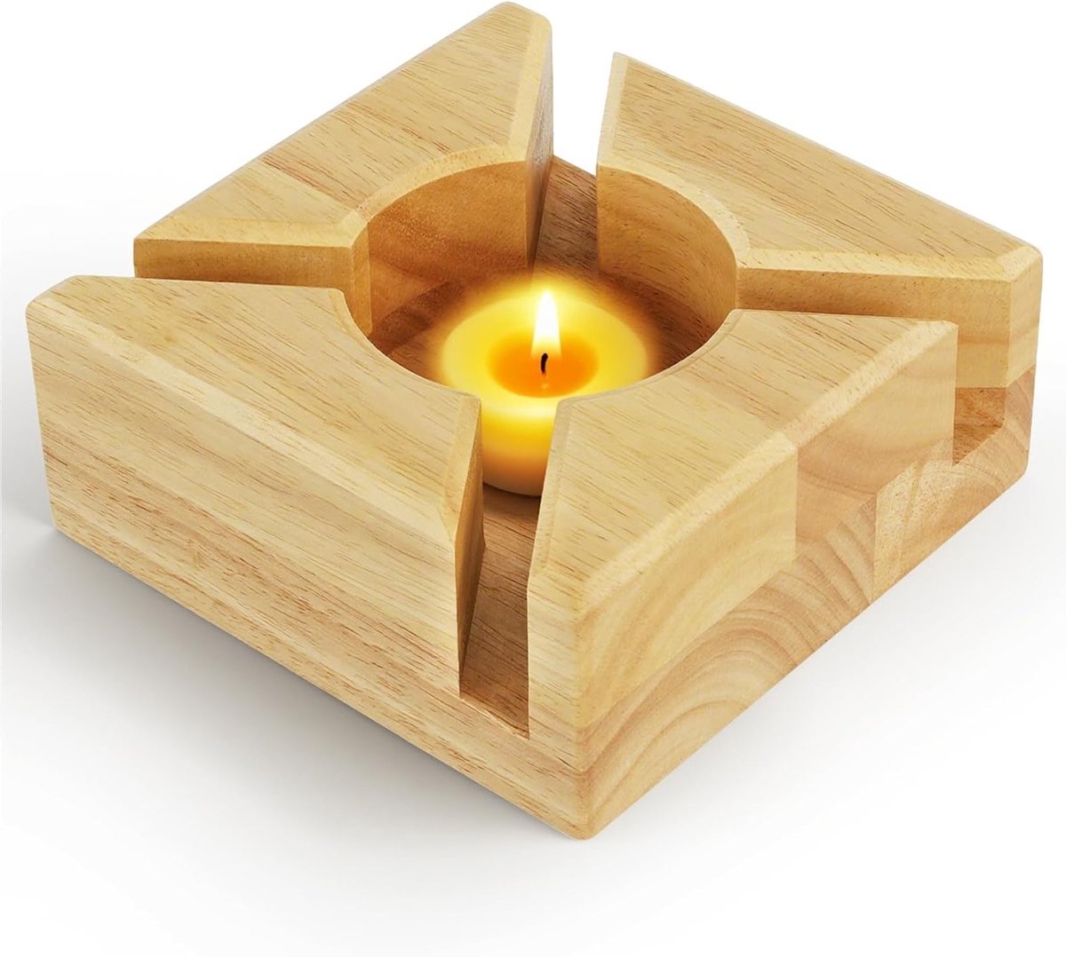 Houten Kachel, Kaarsenwarmer en Geurkaarslamp voor Theepot en Schalen, Handgemaakt, 15 x 15 cm, Ideaal voor Sfeervolle Avonden en Theeceremonies